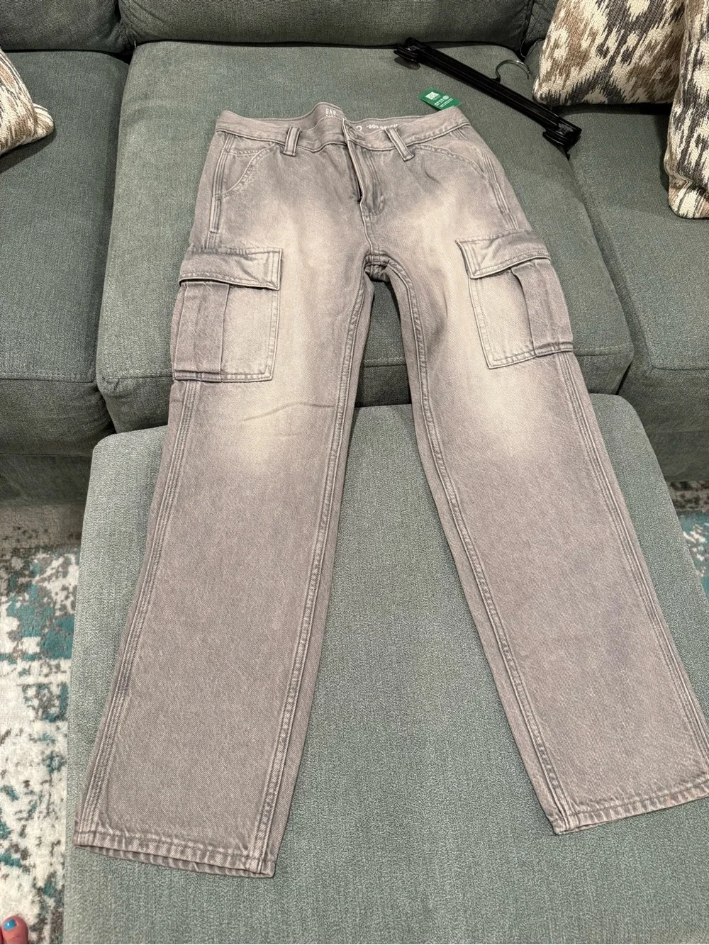 GAP Kids Gray Washed Cargo Jeans